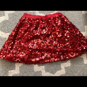 Red Sequin Skirt & Beige Skirt Bundle